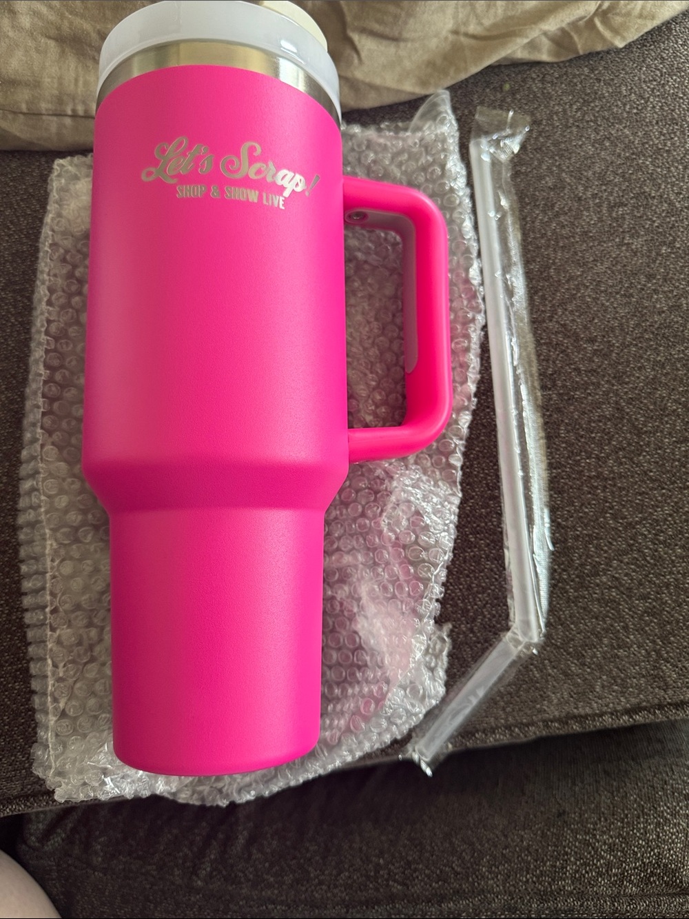 Source Unknown Hot Pink 'Let's Scrap!' Insulated Travel Mug with Handle
